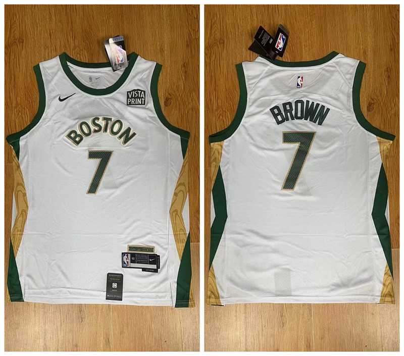 Celtics 7 Jaylen Brown White Nike 2023-24 City Edition Swingman Jersey->boston celtics->NBA Jersey